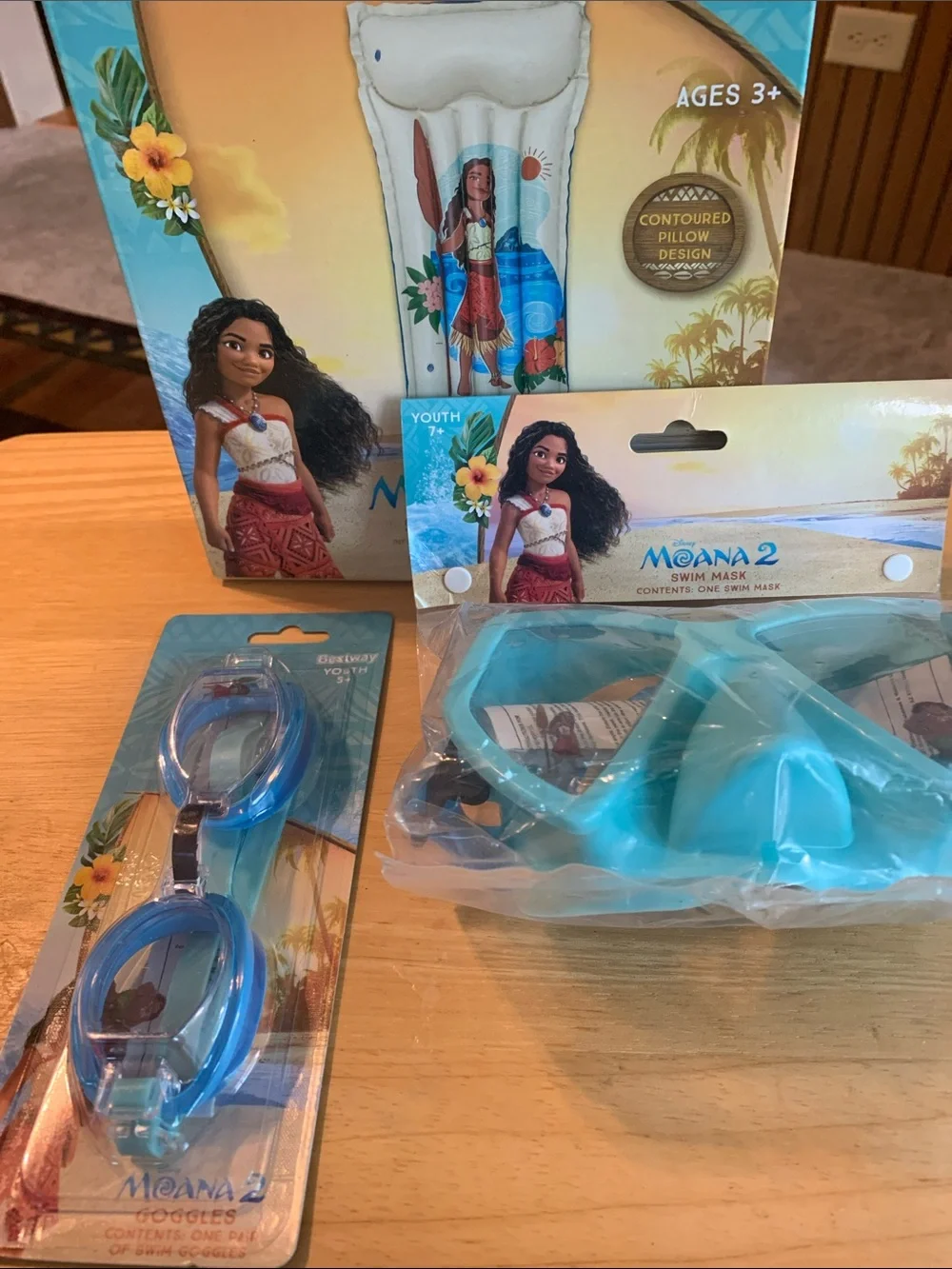 Disney Moana 2 Disney 3-Pc Swim pool Party set NEW Swim raft Mask & Goggles Set